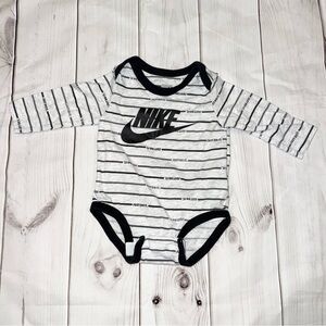 Striped Nike Long Sleeve Baby Bodysuit - 3 Months